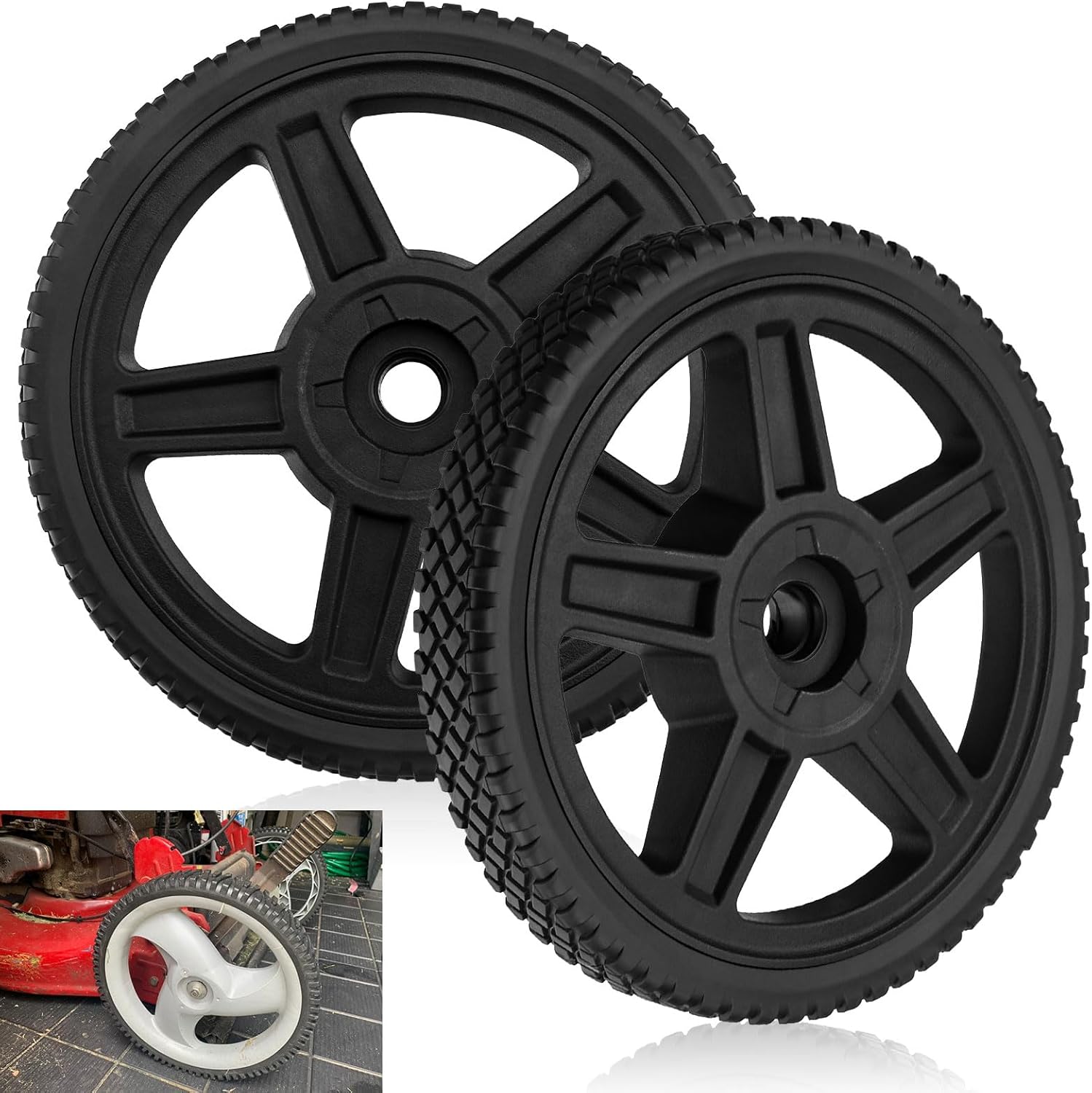 2 PACK 12 Inch 532433121 Rear Wheel Replacement for Craftsman Husqvarna 583744201 194387X460 407773X460 431880X460 - Lawn Mower Rear Wheels 12x1.75" Plastic Wheel 917255540 917254470 917254501