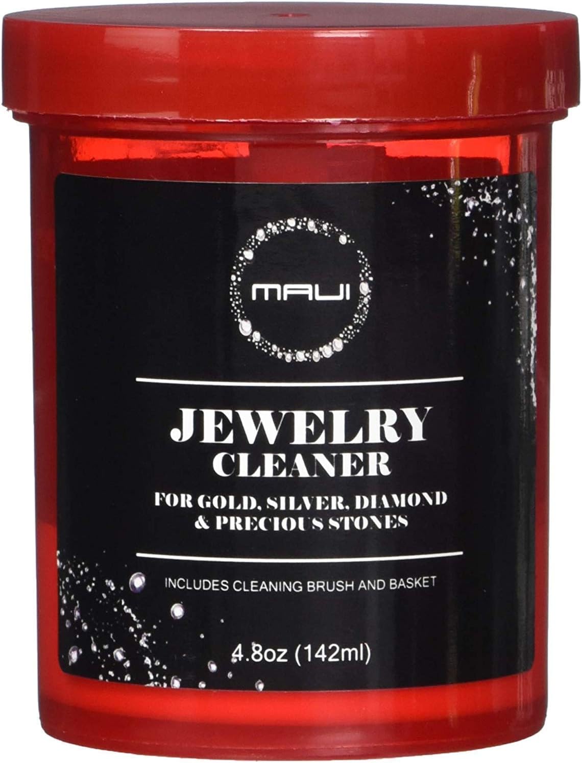 Maui Liquid Jewelry Cleaner Solution Complete kit with Cloth for Gold, Silver,Diamond. Safety Solution with Basket, Brush & Cloth for Extra Cleaning. Cloth Treated with Our Secret Formula : Clothing, Shoes & Jewelry