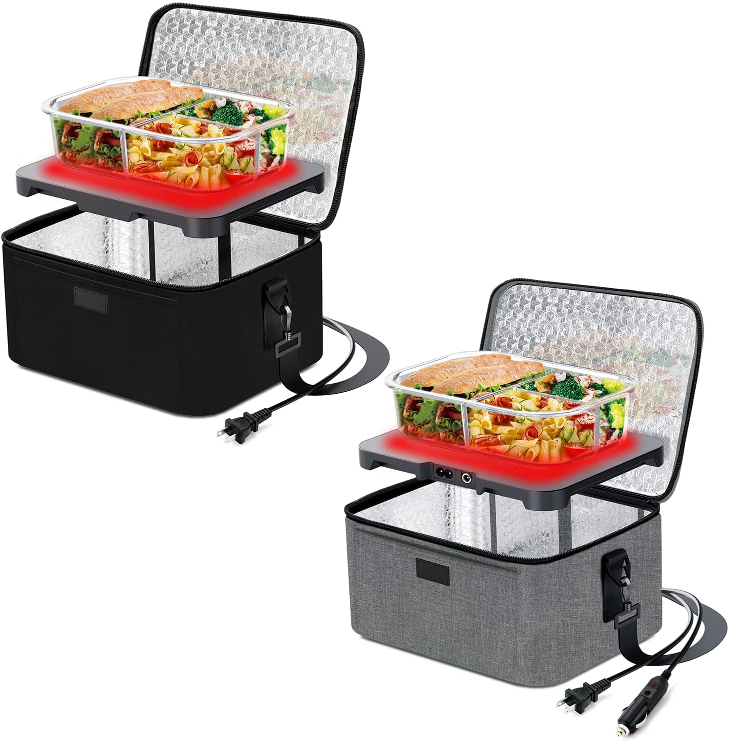 Aotto Portable Oven, Portable Food Warmer Lunch Box, 110V Portable Microwave and 3-in-1 Car Food Warmer for Car, Truck, Travel, Work and Home, Bundle