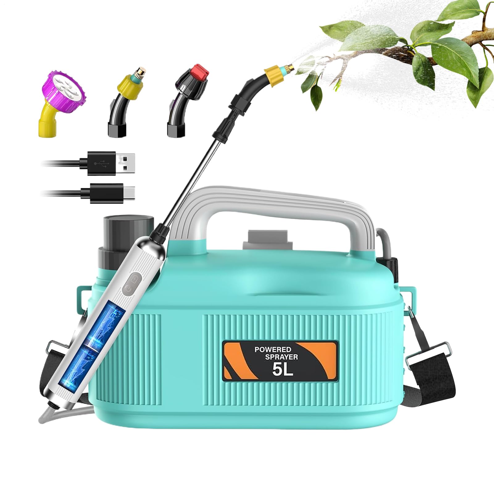 Spruzzatore per Prato Spruzzatore a batteria da 5,1 litri per concimazione | Spruzzatori a Pompa ad Acqua per giardino esterno cortile fattoria serra campeggio patio interno casa campo