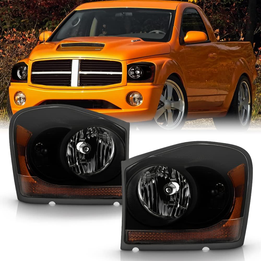 ACANII - For Black Smoked 2004-2005 Dodge Durango Headlights Headlamps Lamps 04-05 Driver + Passenger Side