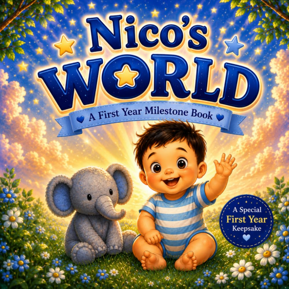Nico's World: A Personalized Baby Milestone Keepsake Book for a Special Little Boy Named Nico (Three Hearts Publishing Baby Name Books (NICO))