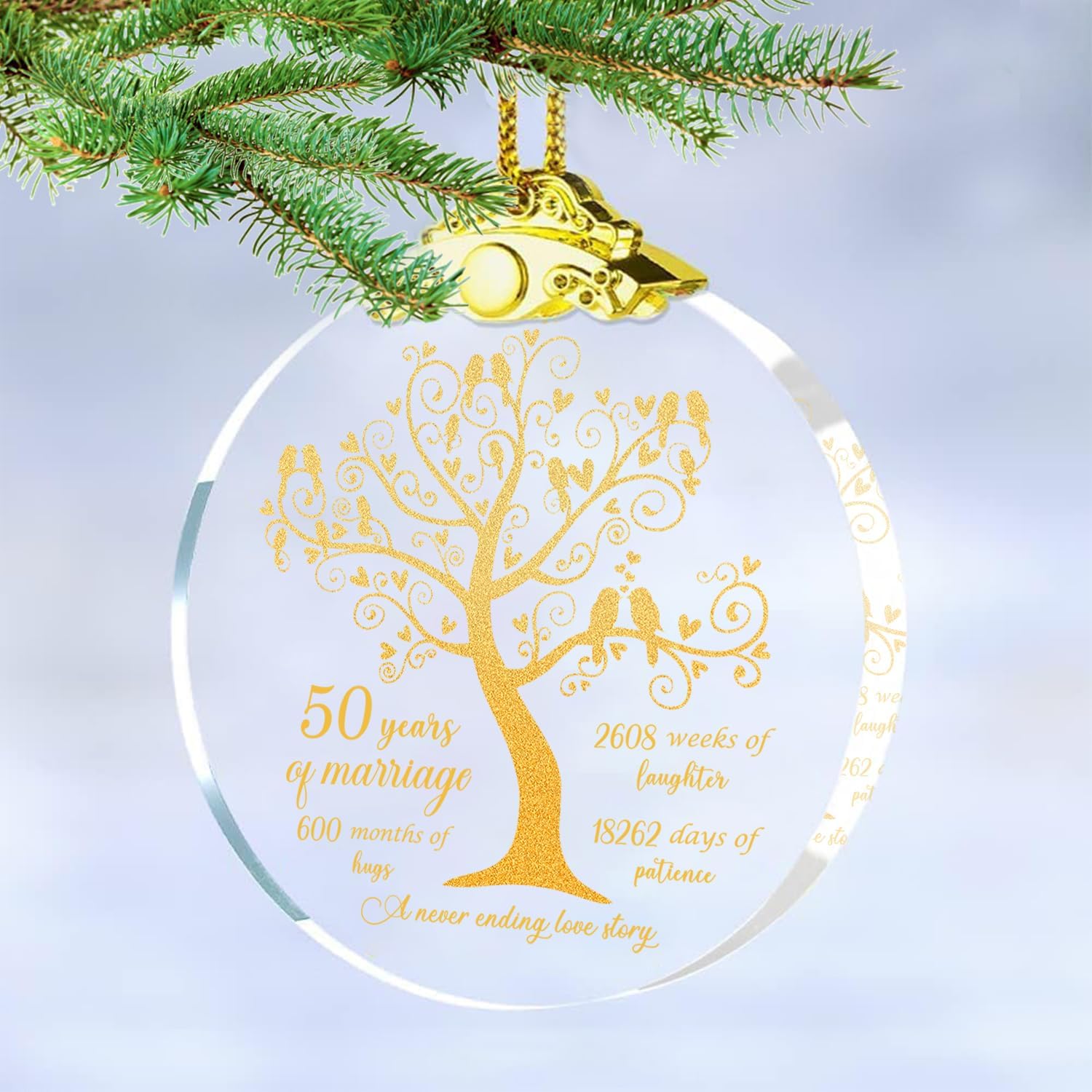 50 Year Wedding Ornament Gifts for 50th Anniversary, 50th Anniversary Wedding Ornaments, 50 Years As Mr. & Mrs. Glass Ornament Gift for Couple Husband Wife Parents