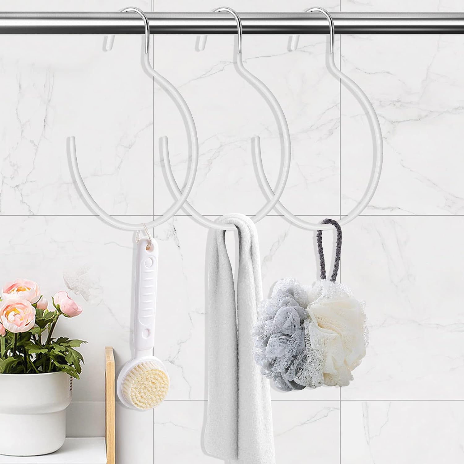 5 Pieces Non-Slip Tie Hanging Hooks Scarf Ring Hanger Belt Organizer Closet Accessories Organizer for Ties Scarves Belts and Jewelry (White)