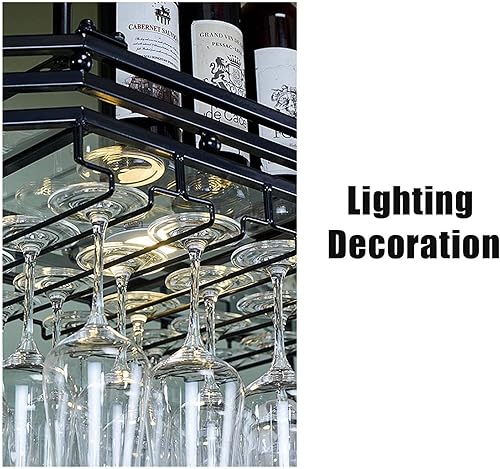 Miniatura 5 de HZH - Estante para copas de vino, soporte de pared para botellas de vino, soporte para colgar copas de vino, soporte de techo moderno, soporte para