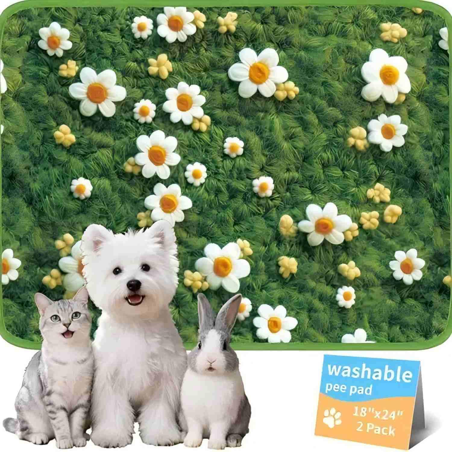 Absorbent Dog Food Mat-Cat Mat for Food and Water Bowl, Quick Dry Pet Food Mat, No Stains Dog Feeding Placemat, Dogs Accessories Pet Supplies (Green, 15”x 23”) — image 1