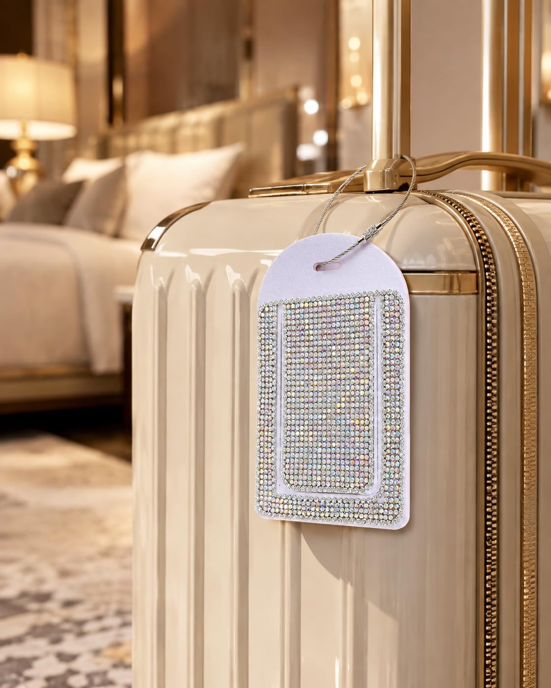 Glittering Silver Diamond Luggage Tag - Sparkling Rhinestone, Bling Baggage Identifier for Suitcases & Handbags & Backpack - Stylish Travel Accessory, 2 Pcs image 4