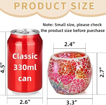 Covzoe 6 Pack Glass Votive Candle Holder, Stained Mosaic Tealight Holder | Romantic Aromatherapy Candle Lamp, Tea Light Holder Cup for Wedding Table Centerpiece, Home Decor, Christmas Party