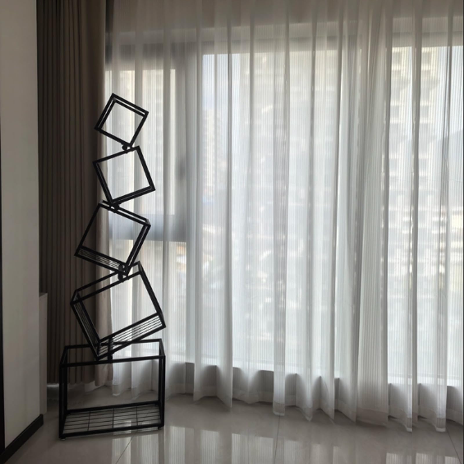 Book Shelf,Metal Tower for Small Spaces ， Modern Vertical Bookshelf, Multipurpose Corner Tall, Invisible Floating, Display for Home Office(55 * 25 * 156cm)