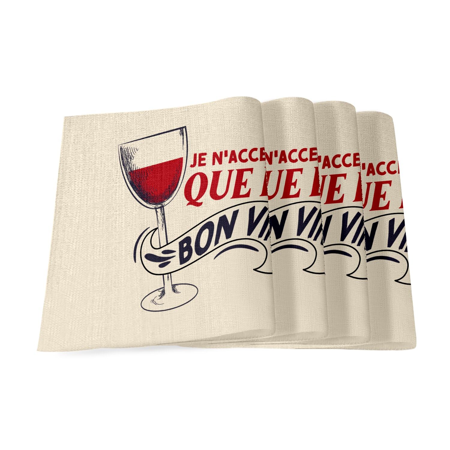 Sets de table en lin humour vin idée cadeau originale pour pendaison de crémaillère et épicuriens