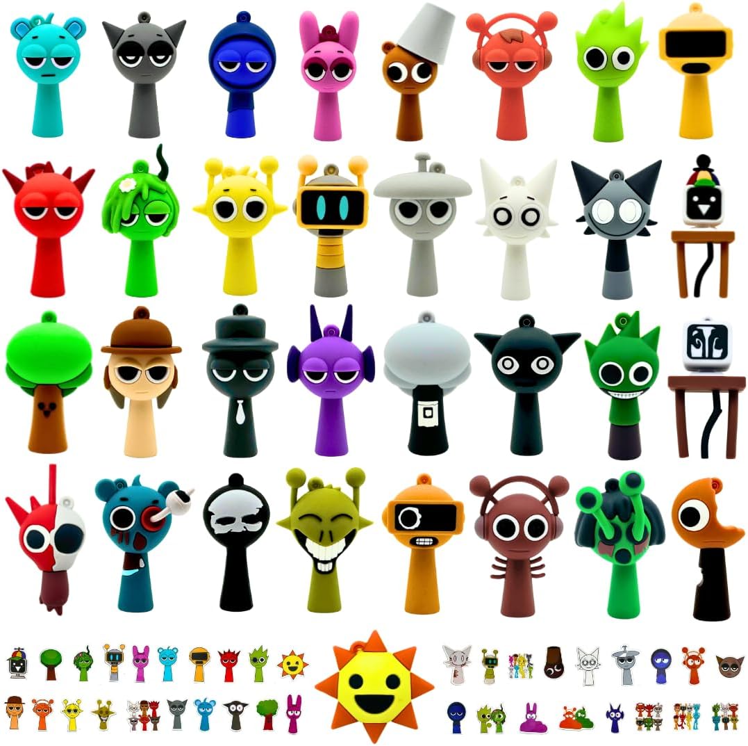 Mini Character Figures Set – Colorful Cartoon Creatures, Collectible Phase 1 & 2 Action Figures, Kids Mini Toys Set (35 Pieces)