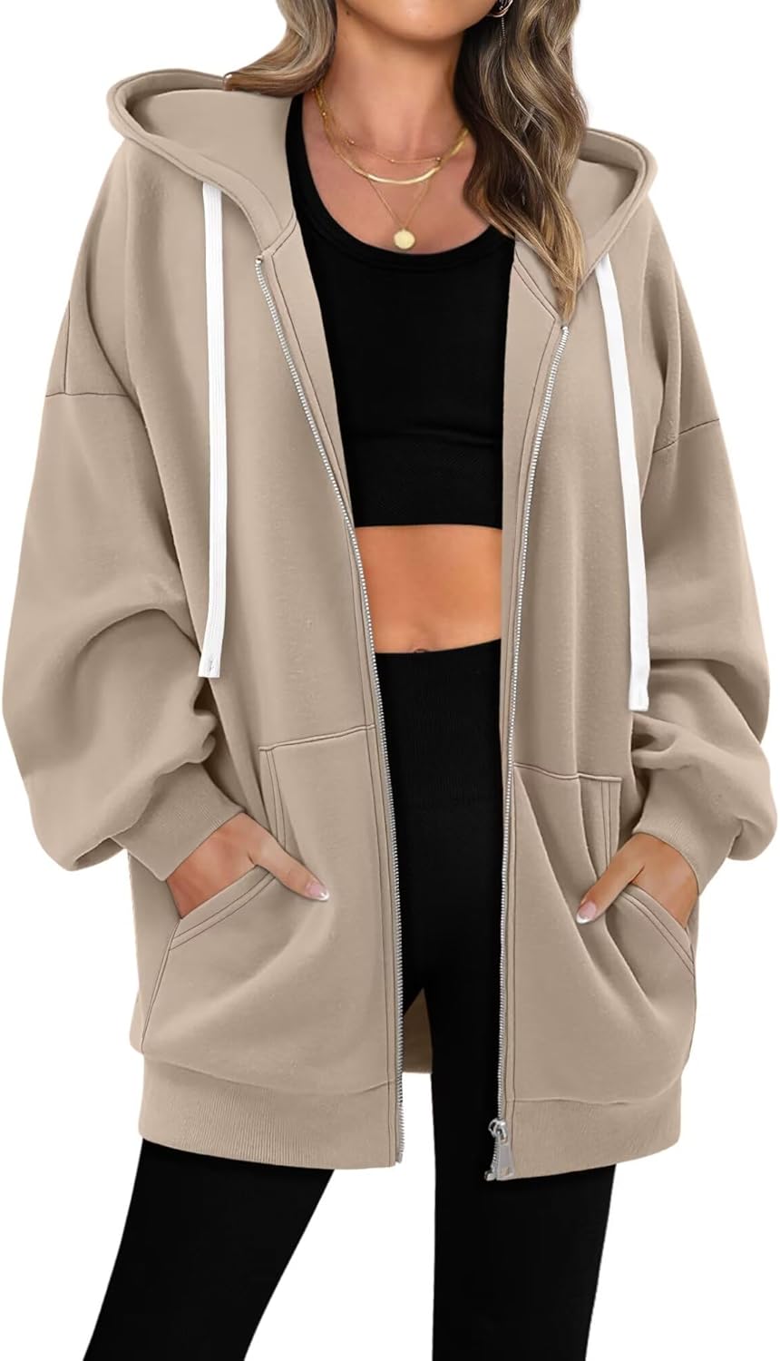 StunShow Womens Zip Up Hoodies Y2k Drawstring Sweatshirt Casual 2025 Fleece Jacket with Pocket - Image 3