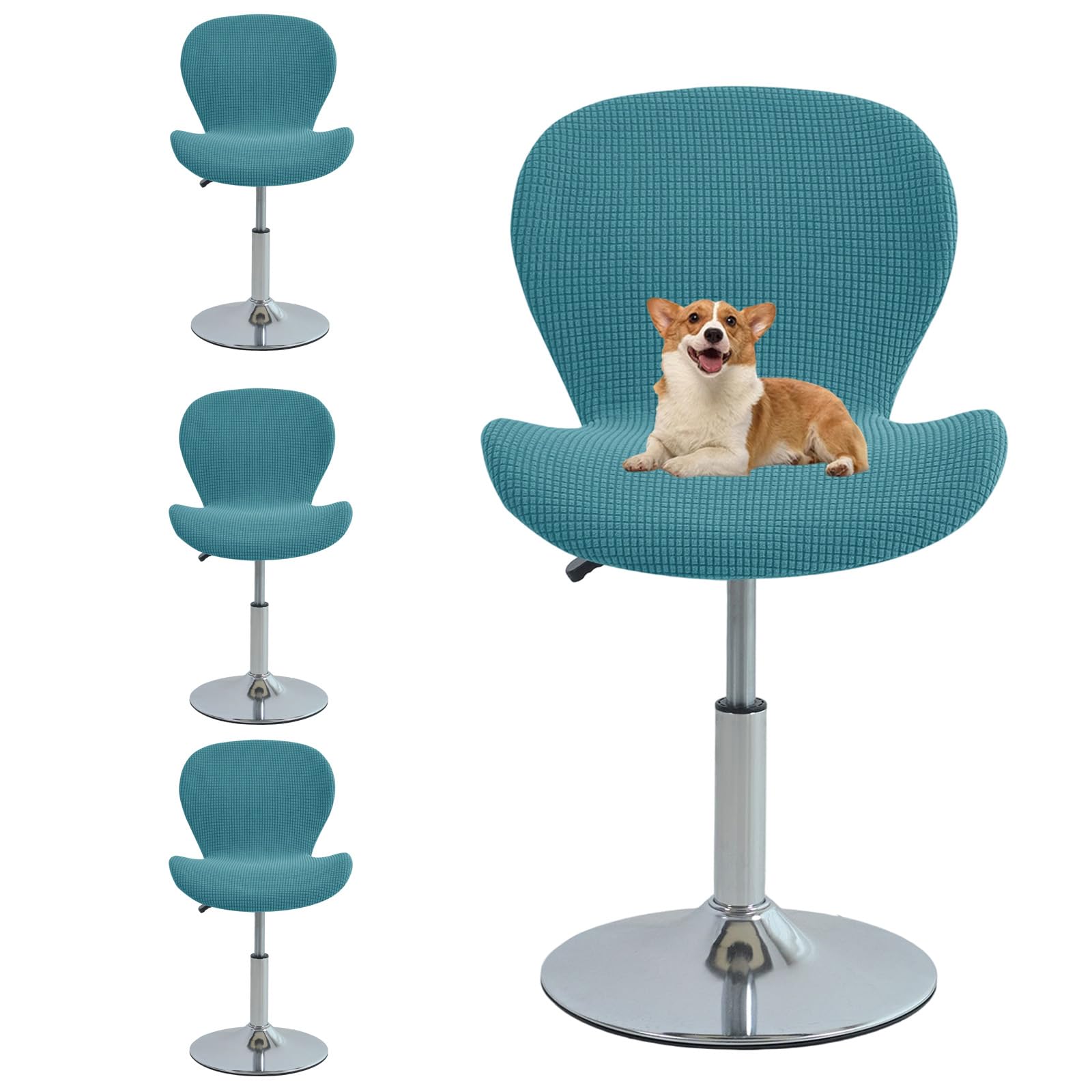 GUYIRT Curved Back Bar Stool Chair Covers, Stretch Fit (blue,set of 4)