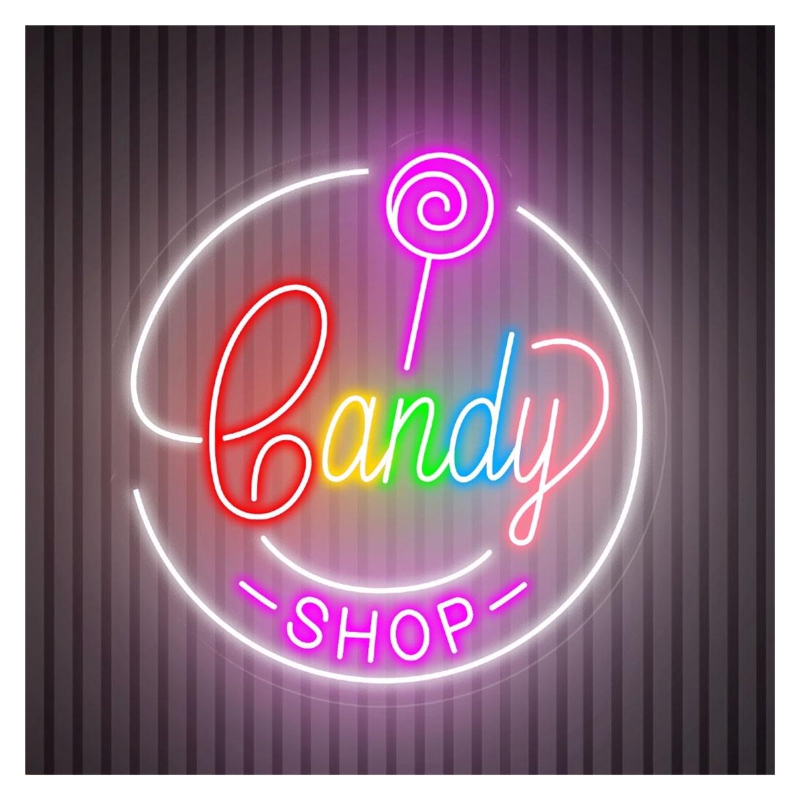 RONGCH Hanging Art Signs Candy Shop Neon Sign Business Opening Gameroom Bedroom Bar Livingroom Birthday Party Wall Decoration 55cm