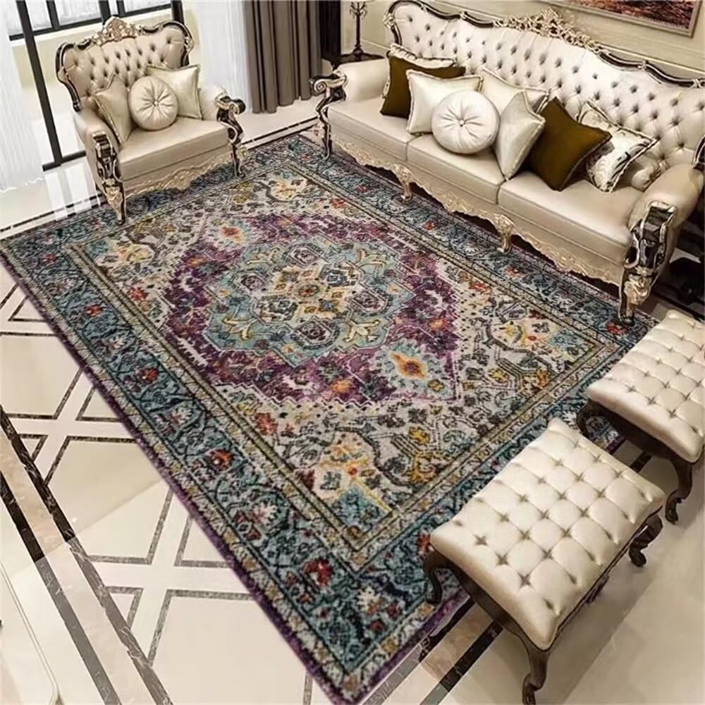 Tapis entrée intérieur classique vintage lavable en machine pour salon et chambre 200x300cm
