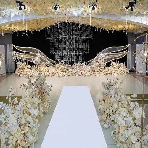 Miniatura 3 de dofopo Alfombra blanca para fiesta 33 pies de largo camino de pasillo blanco 200 GSM antideslizante alfombra de pasillo de boda alfombra blanca para