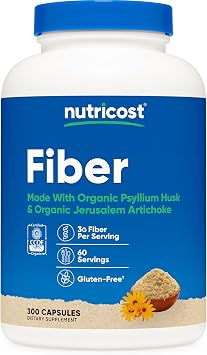 Nutricost Fiber Capsules with Prebiotic Fiber Supplement 300 Capsules