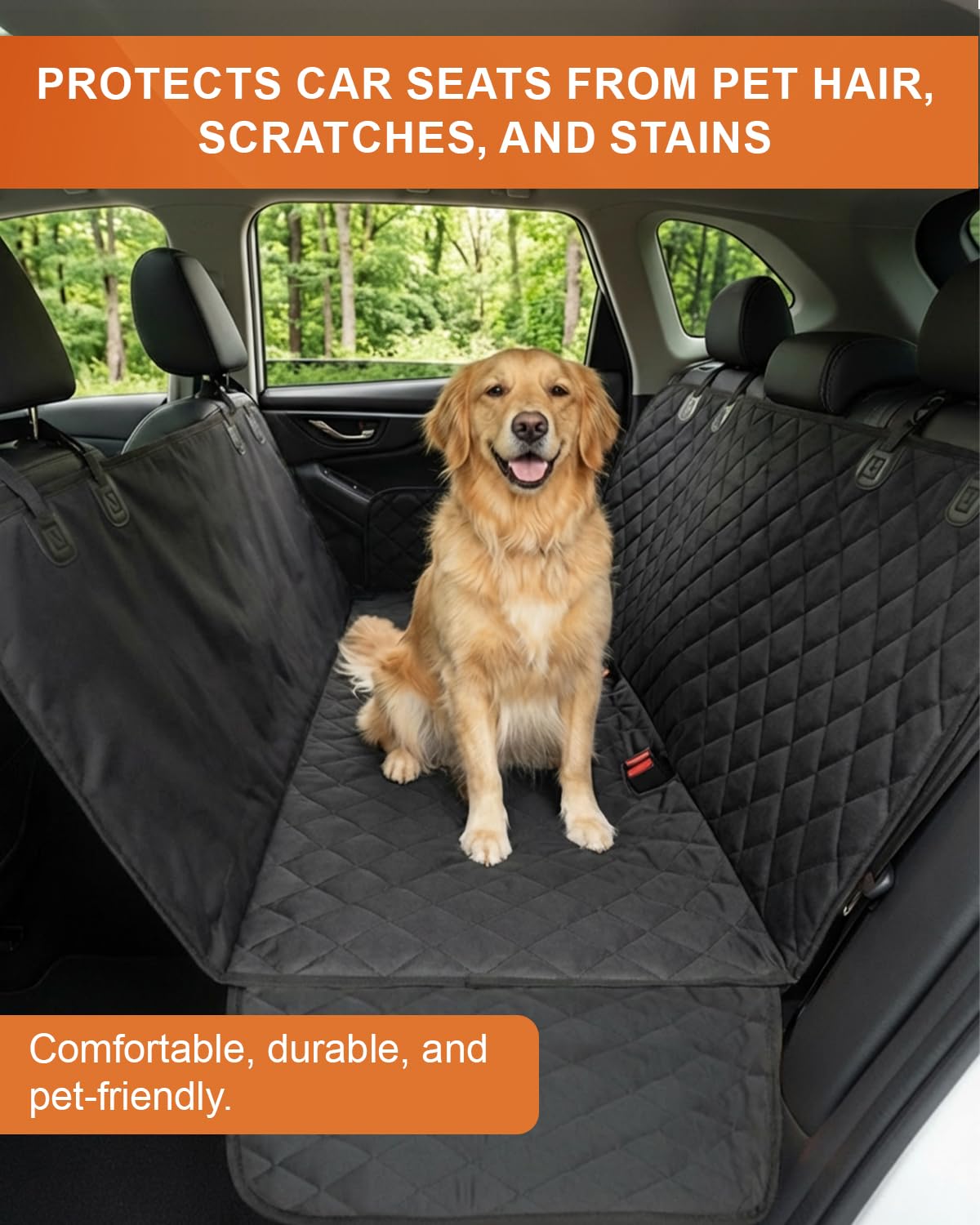 INDCAN IMPORT Upgraded Dog Car Seat Cover for Back Seat 600D Heavy Duty Waterproof & Scratchproof Pet Hammock, Non-Slip Back Seat Protector for Dogs, Universal Fit for Cars, SUVs & Trucks - image 3