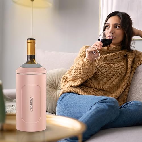 Miniatura 6 de Enfriadores de vino para botellas, regalo ideal para los amantes del vino, cubo portátil de acero inoxidable para champán, doble pared aislada al