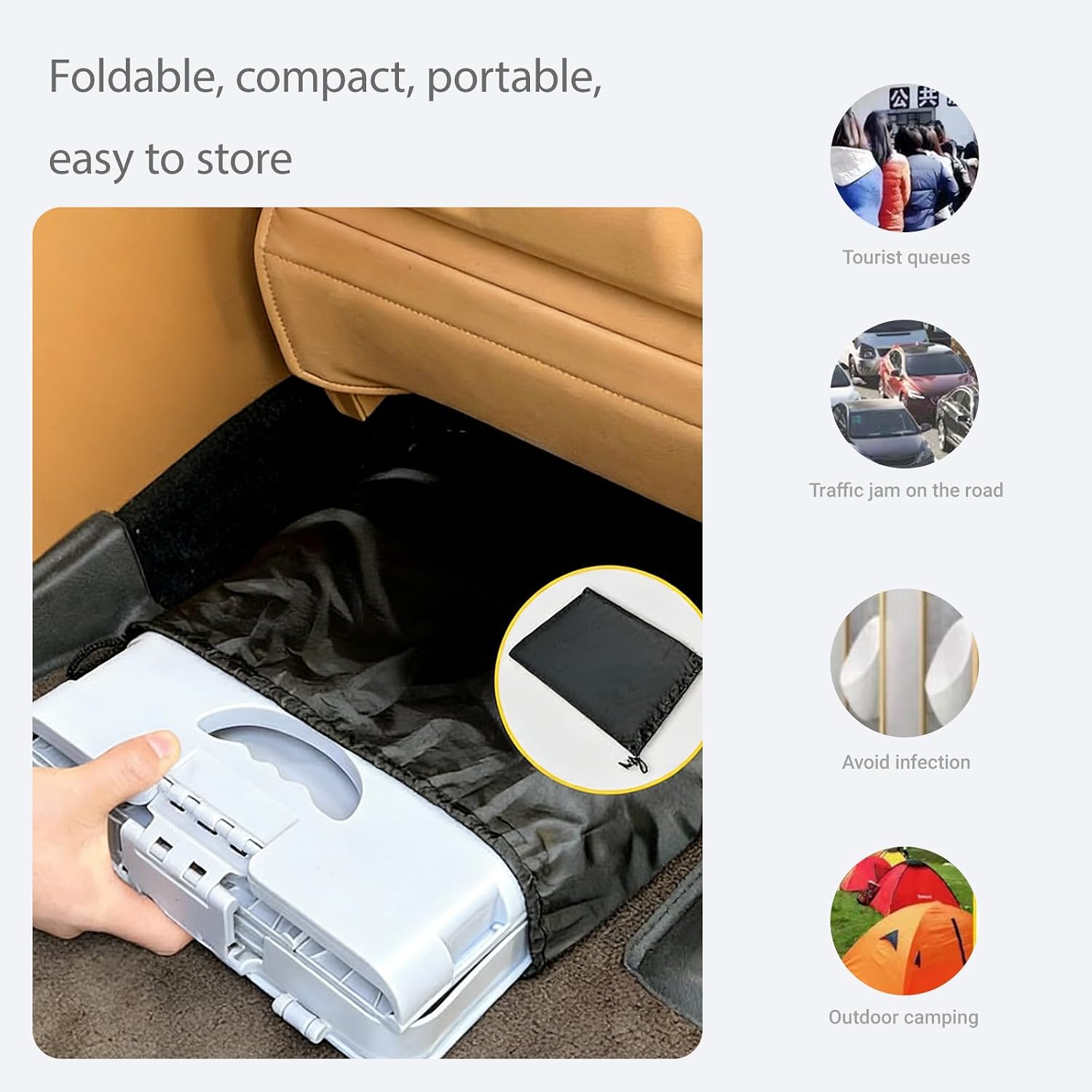 13inch Portable Camping Toilet for Adults Foldable Potty Chair for Toddler Training Potty Seat Chair Emergency Potty with Carrying Bags for Car Boat Travel Outdoor Use