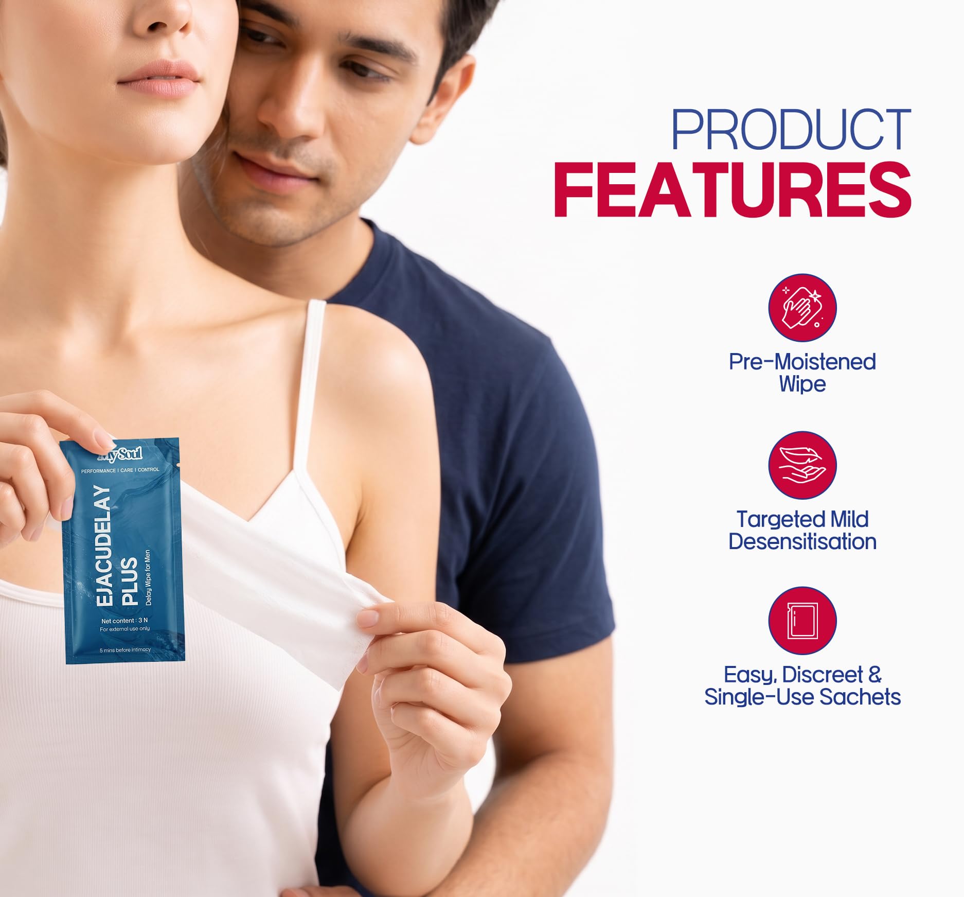 My Soul Ejacudelay Plus Topical Wipes for Men | 3 wipes | Alcohol-Free, Gentle & Quick-Drying | Easy to Use | Discreet & Travel-Friendly Packaging | Feel Clean And Confident — Amazon image 4