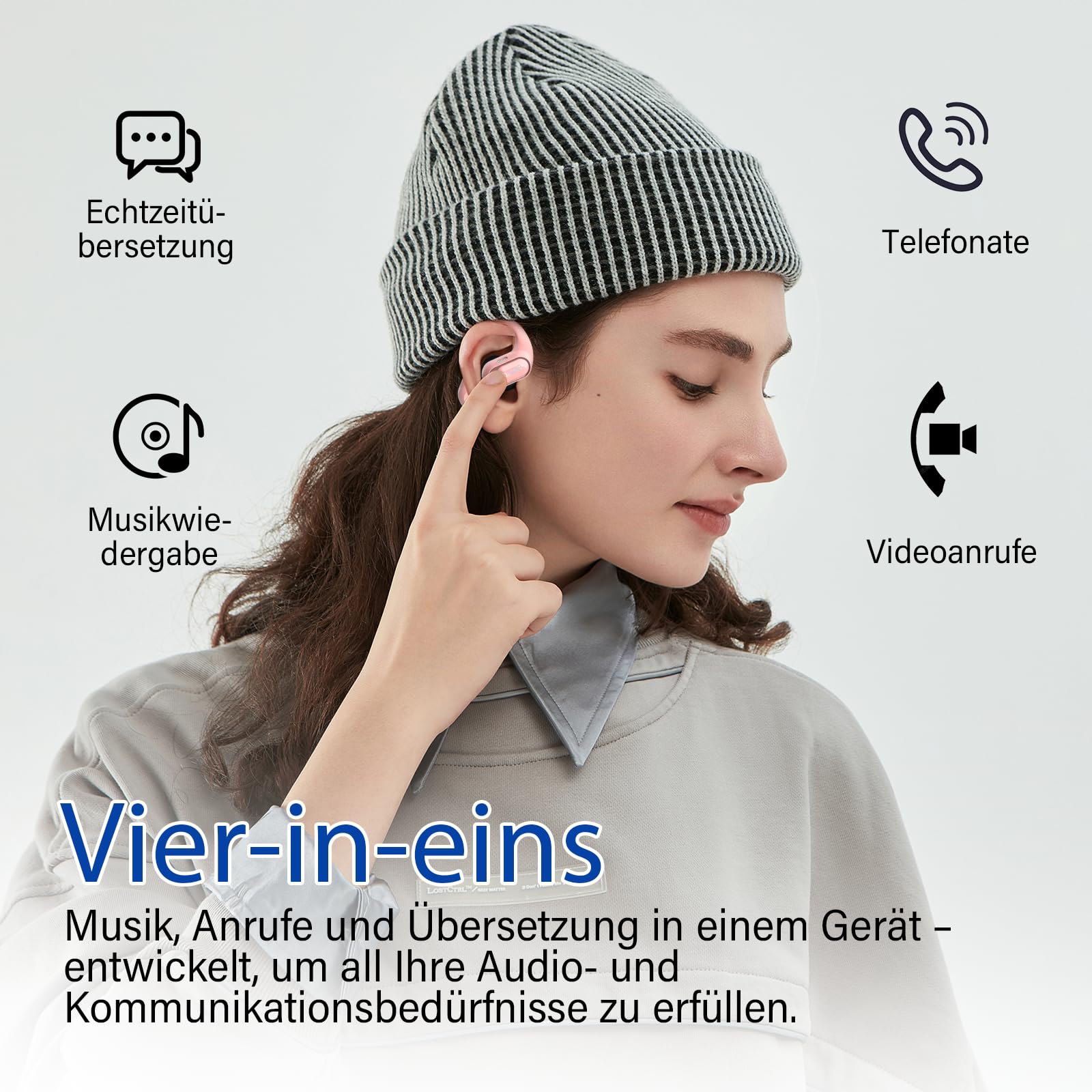 KI Übersetzer Kopfhörer 4-in-1, Echtzeit Sprachübersetzer kopfhörer, 164 Sprachen & 7 Modi, Übersetzer Ohrhörer Bluetooth 5.4 mit APP, 50H Übersetzungs Ohrhörer für Geschäft, Lernen, Reisen | 164 Sprachen & 7 Modi Bluetooth 5.4, Ohne Abonnement, 50 Std. Ü