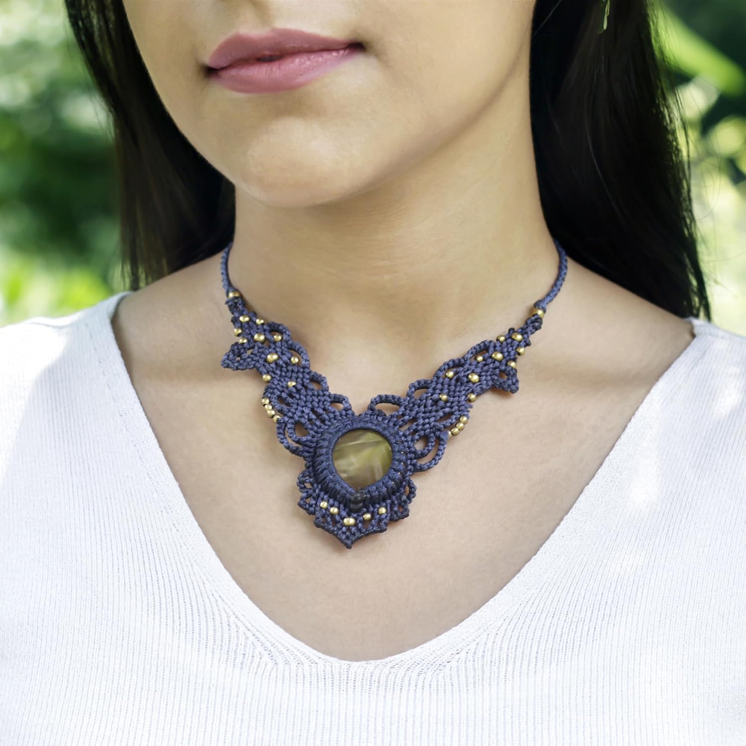 AYANA Carnelian Handmade Macrame Necklace for Women | Adjustable Healing Crystal Pendant | Handcrafted Bohemian Macramé Jewelry with Ethically Sourced Gemstones | Women's Traditional Ethnic Jewelry