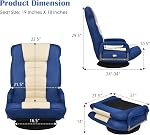 S AFSTAR Floor Gaming Chair, Swivel Foldable Chair with Armrest & 6-Position Adjustable Backrest, Folding Rocker for TV Reading & Home Office (Blue)