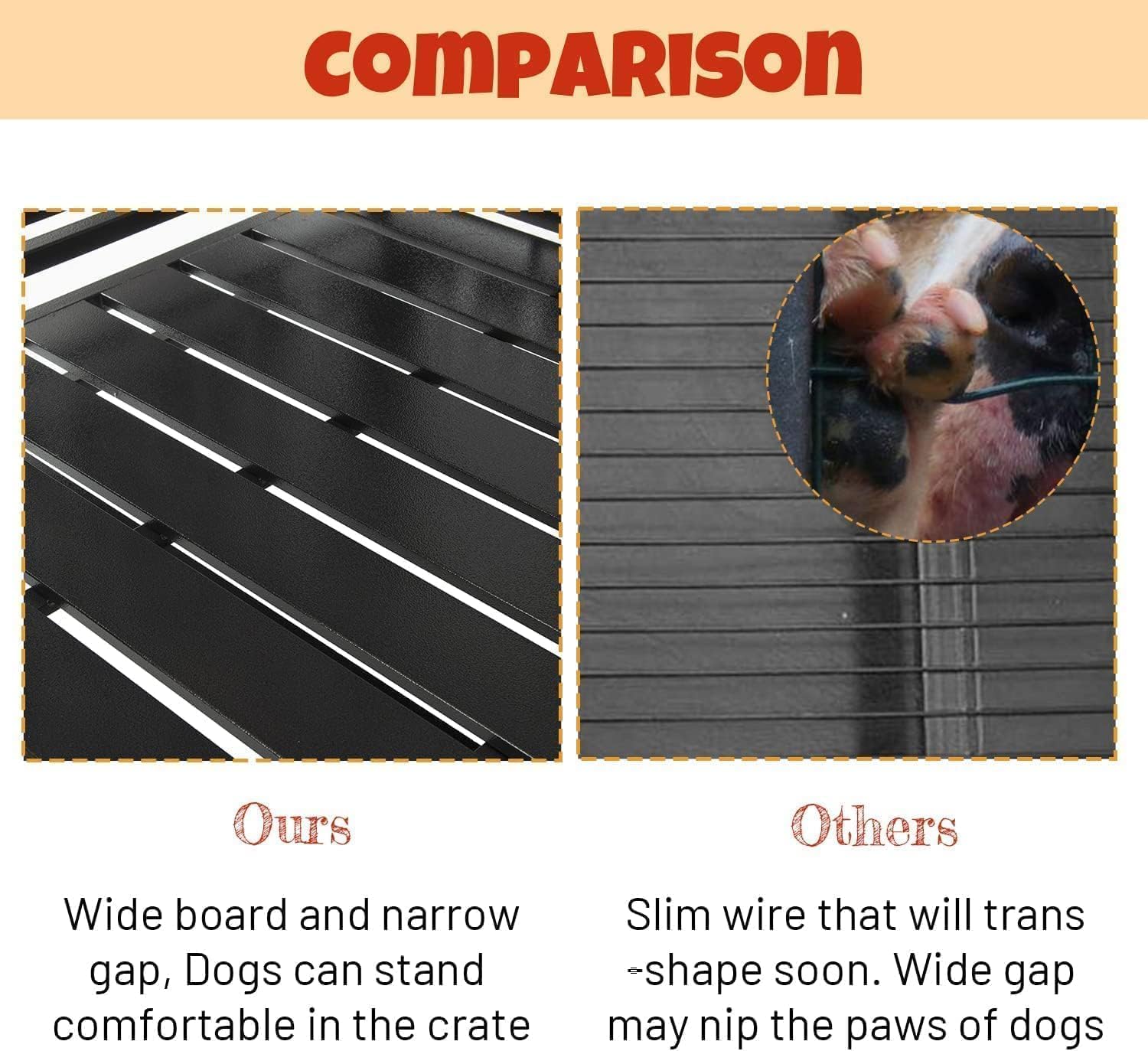 44'' Indestructible Heavy Duty Dog Crate, Escape-Proof Kennel with Pointed Roof for High Anxiety Large Medium Dogs, Steel Chewproof Sound Proof Impact Cage Indoor with Wheels and Trays, XL/XXL