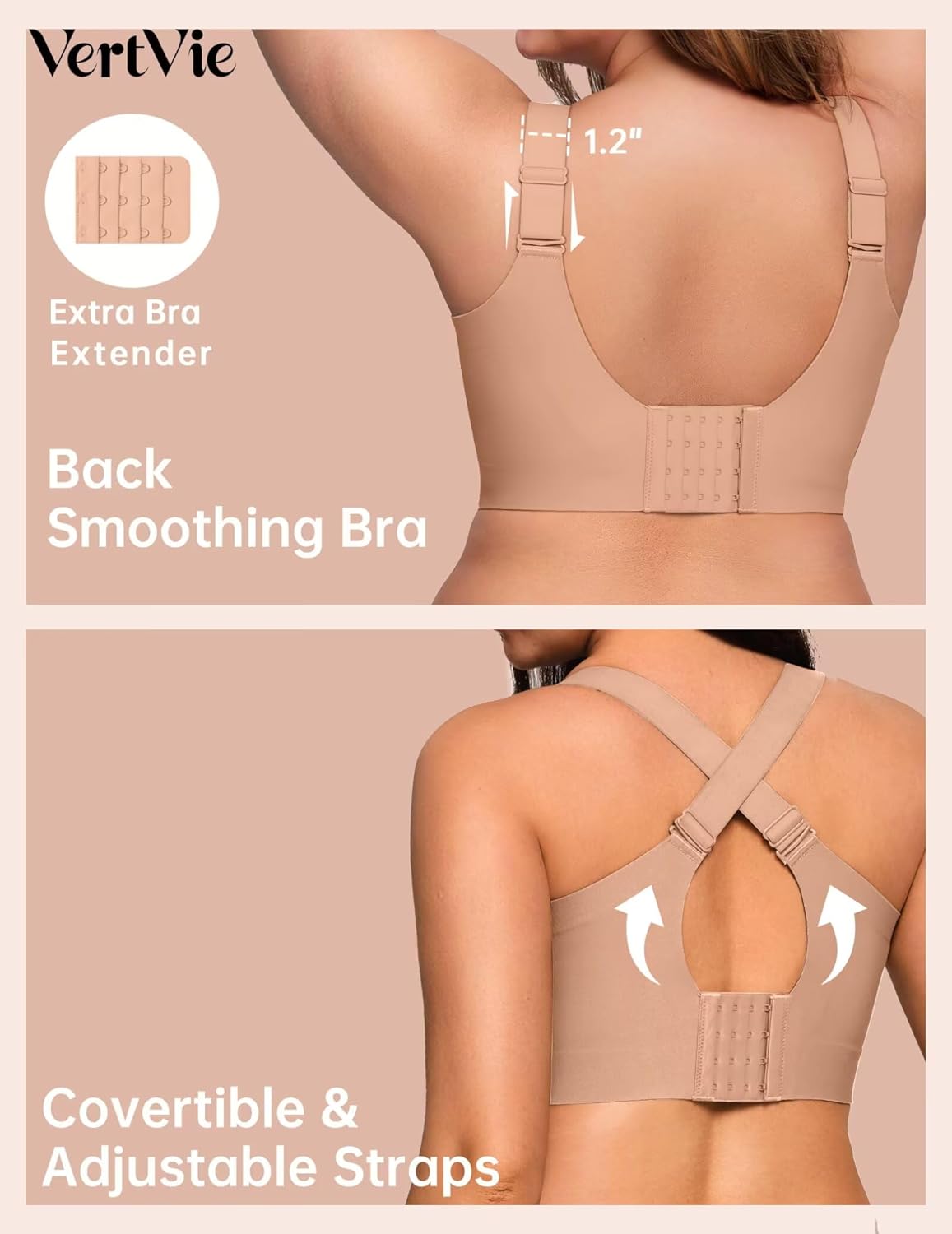 Vertvie Jelly Bras for Women Plus Size Minimizer Soft Wireless Push Up Bra Full Supportive Older Lift Back Coverage Bralette thumbnail