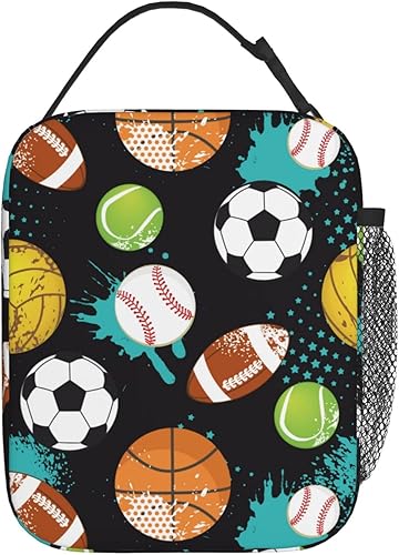 Miniatura 3 de Divertida bolsa de almuerzo deportiva para baloncesto, fútbol, fútbol, béisbol, reutilizable, aislada, portátil, para niños, escuela, hombres,