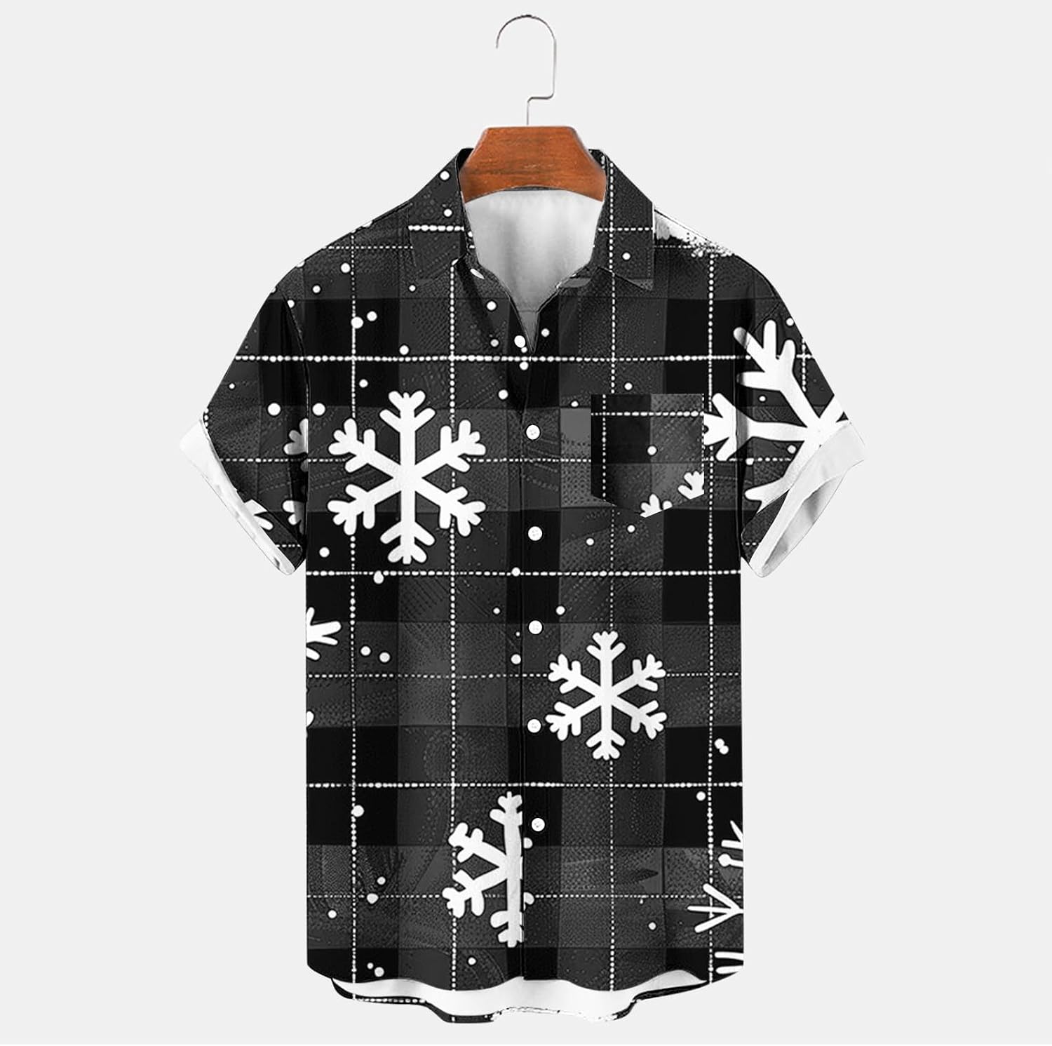 Ugly Christmas T-Shirts for Men, Lapel Hawaiian Button Bowling Shirts Funny Novelty Graphic Tees Holiday Tops