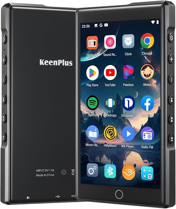Reproductor MP3 de 144GB con Bluetooth y WiFi, pantalla táctil FHD de 4.3" con panel de aleación de zinc, reproductores MP4, reproductor de música con Spotify, Pandora, Amazon Music negro