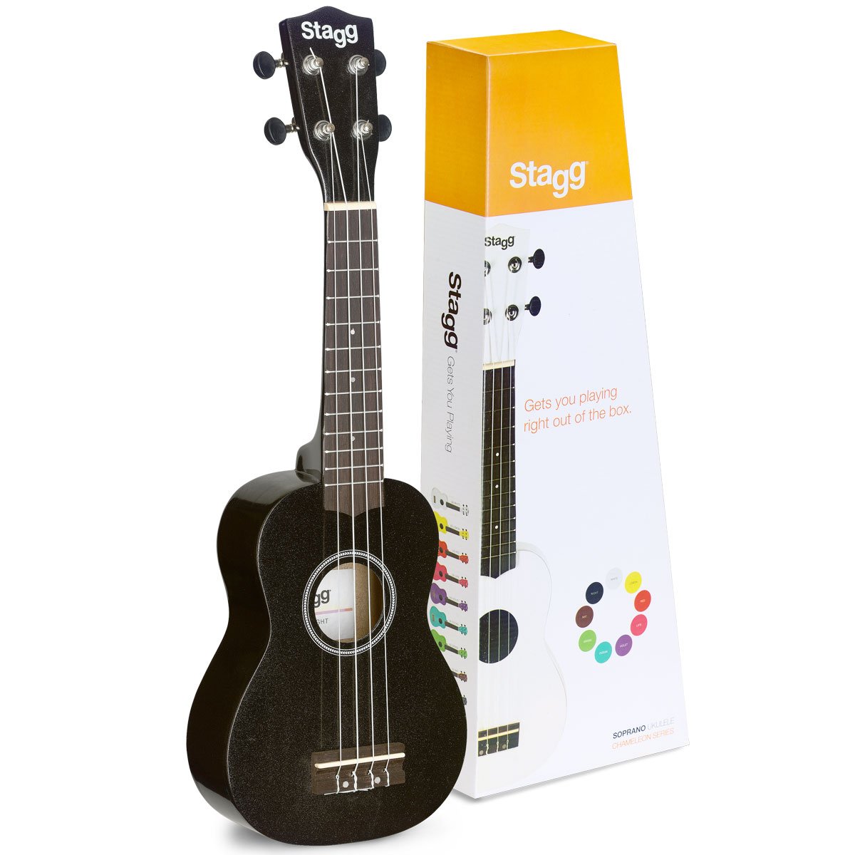 Stagg ukulele sopranowe + uchwyt ścienny keepdrum (czarny)