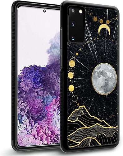 DJSOK Funda compatible con Samsung Galaxy S20 Plus, diseño de luna dorada, diseño de luna dorada+funda protectora de TPU de silicona suave