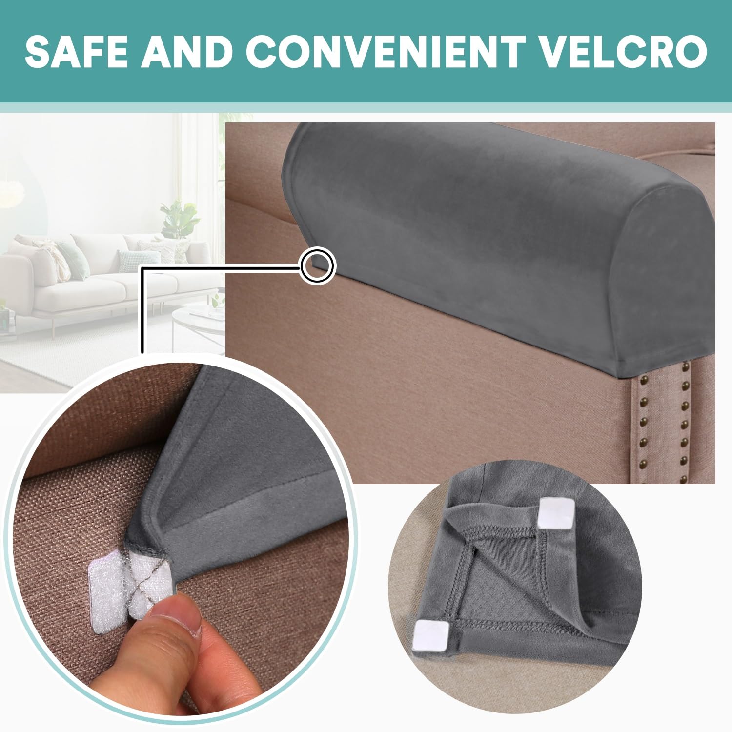 FLAMEER 2 Stuks Sofa Armsteun Cover Elastische Meubels Bank Arm Protector Machine Wasbaar Meubels Sofa Armsteun Hoes Grijs