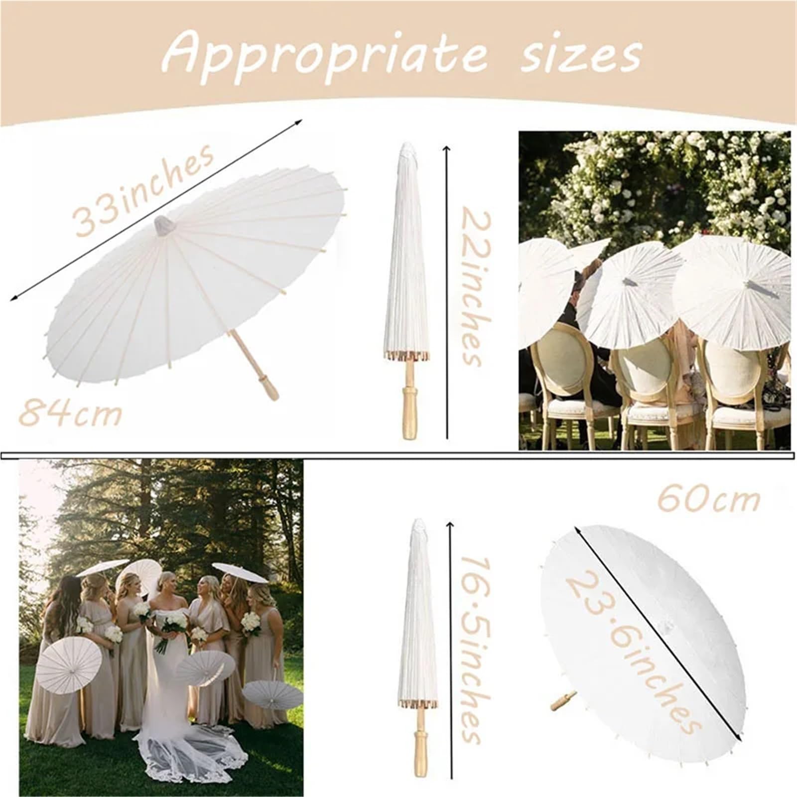 Hochzeit Papierschirme 8/12/24/36/50 STÜCKE 60/84 cm Weiß Papierschirme Hochzeit Papiersonnenschirm for Gäste Regenschirm for Baby Shower Party Decor Foto Requisiten