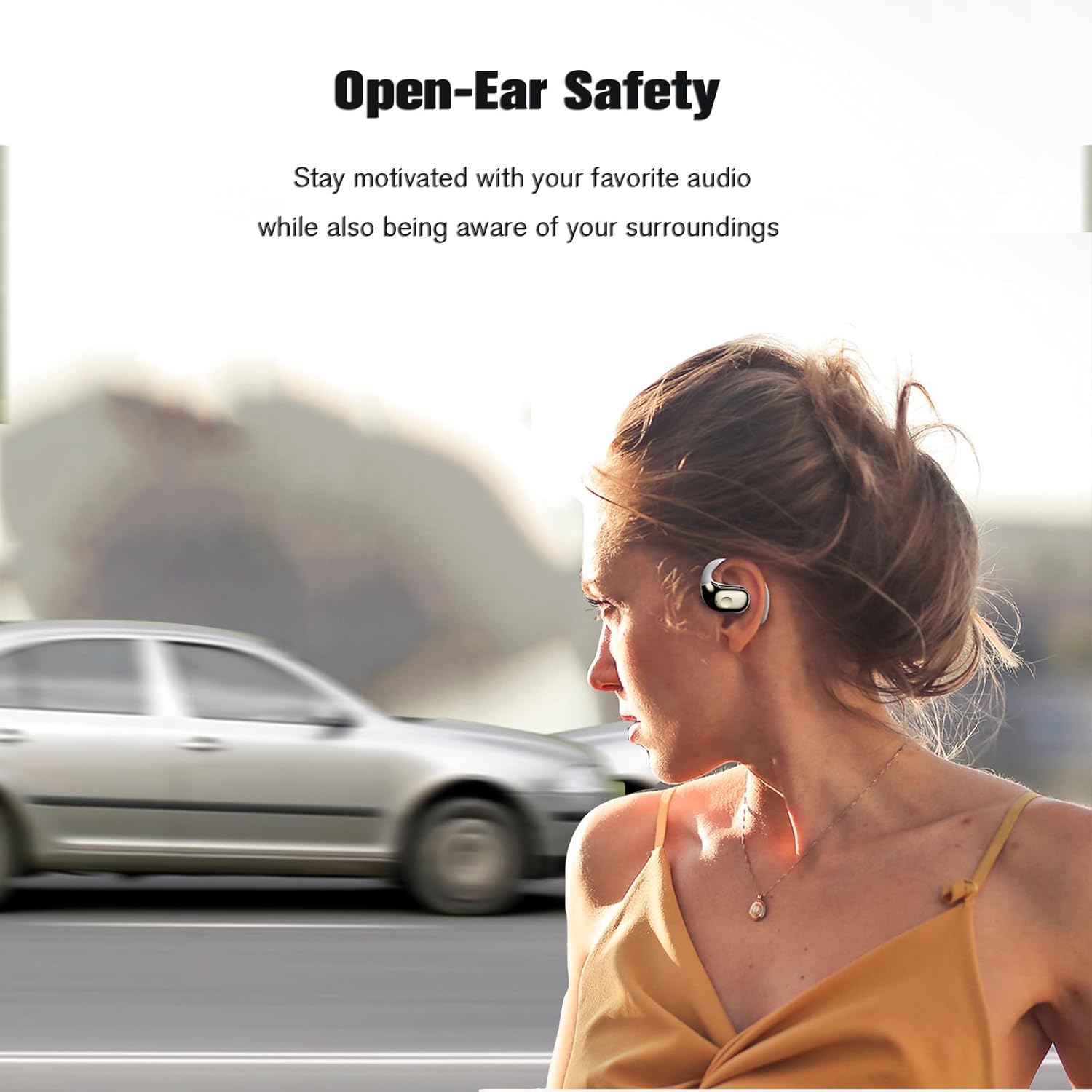 Earless Out of Ear Headphones Bluetooth Wireless Outer Open Ear Headphones Outside The Ear Open Ear Buds Earbuds Wireless Ear Hanging Bluetooth Headset Bone Air Conduction Earbuds White