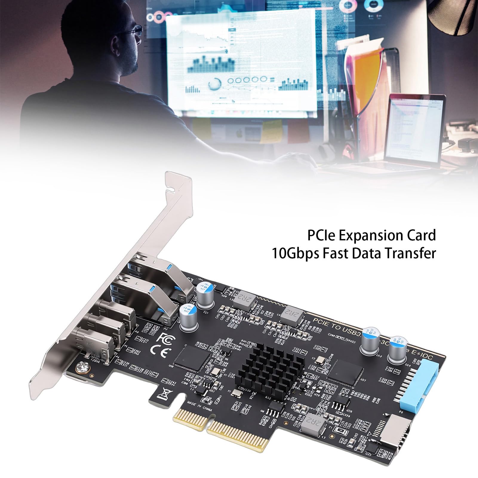 Karta rozszerzeń USB 3.0 PCIE, Karta Adaptera Typu C i USB 3.0, Interfejsu ASM3142 z Typem E i 19P IDC, Idealna do Zwycięstw 7, 8, 10 i 11