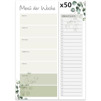 Meal Planner 50 Menu Planner with Shopping List Separating Shopping List - Notepad - A5 - Menu Planner for Family Friends