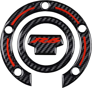 Real Carbon Look Gas Fuel Cap, Tank Cap, Tank Protector Pad, Fuel Cap Decal for YZF R6 2001-2015 with Free Random Tankpad
