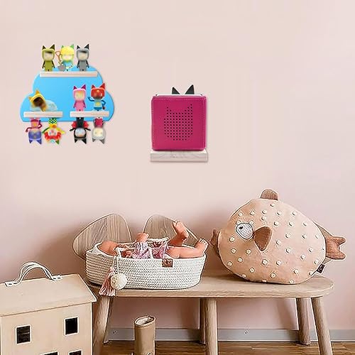 Miniatura 5 de Estante flotante magnético para Toniebox MP3 reproductor de audio, juego de estantes de pared de madera para Toniebox, estación de carga y figuras