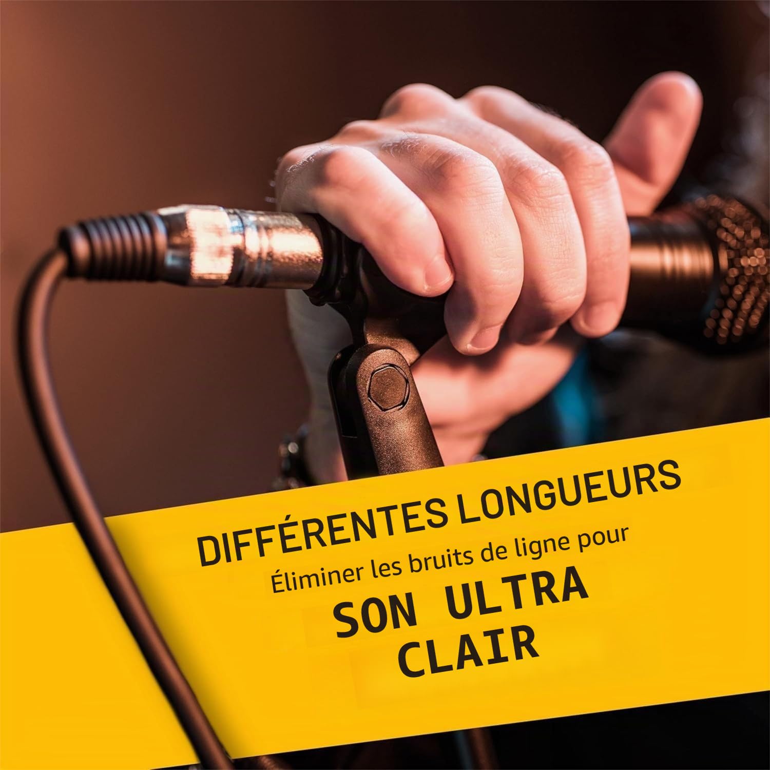 Lot de 6 câbles de microphone - XLR mâle vers XLR femelle - Noir - Câble de microphone symétrique - 7,5 m