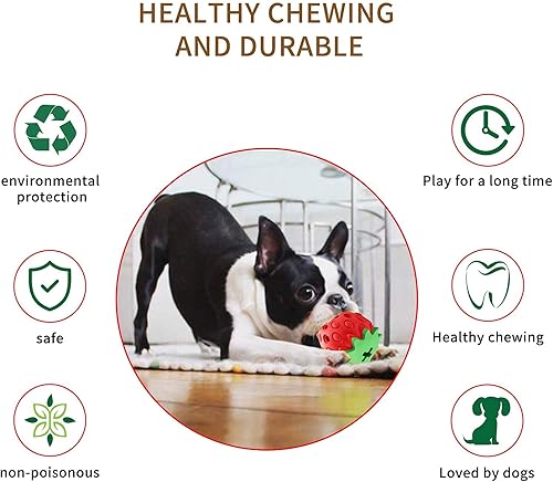 Miniatura 5 de Juguete masticable con sabor a fresa para masticadores agresivos, cepillo de dientes para perros, juguete interactivo para perros pequeños y medianos