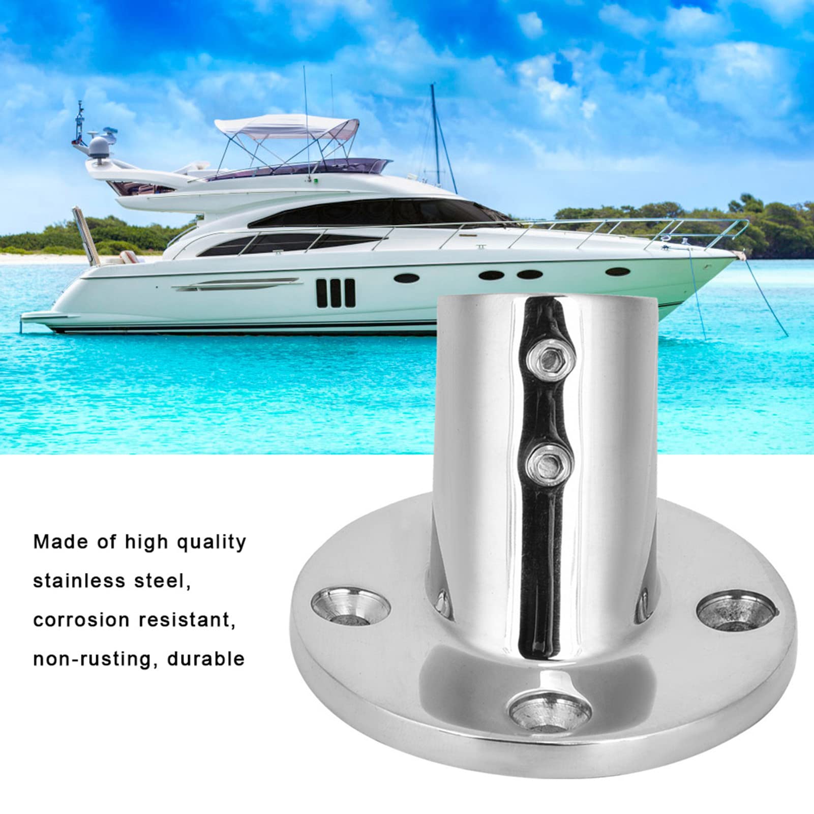60 Degree Round Base, Marine Stainless Steel Boat Hand Rail Fitting, Boat Hinge Degree Round Base for Boat, Yacht, Building Hardware(22mm)