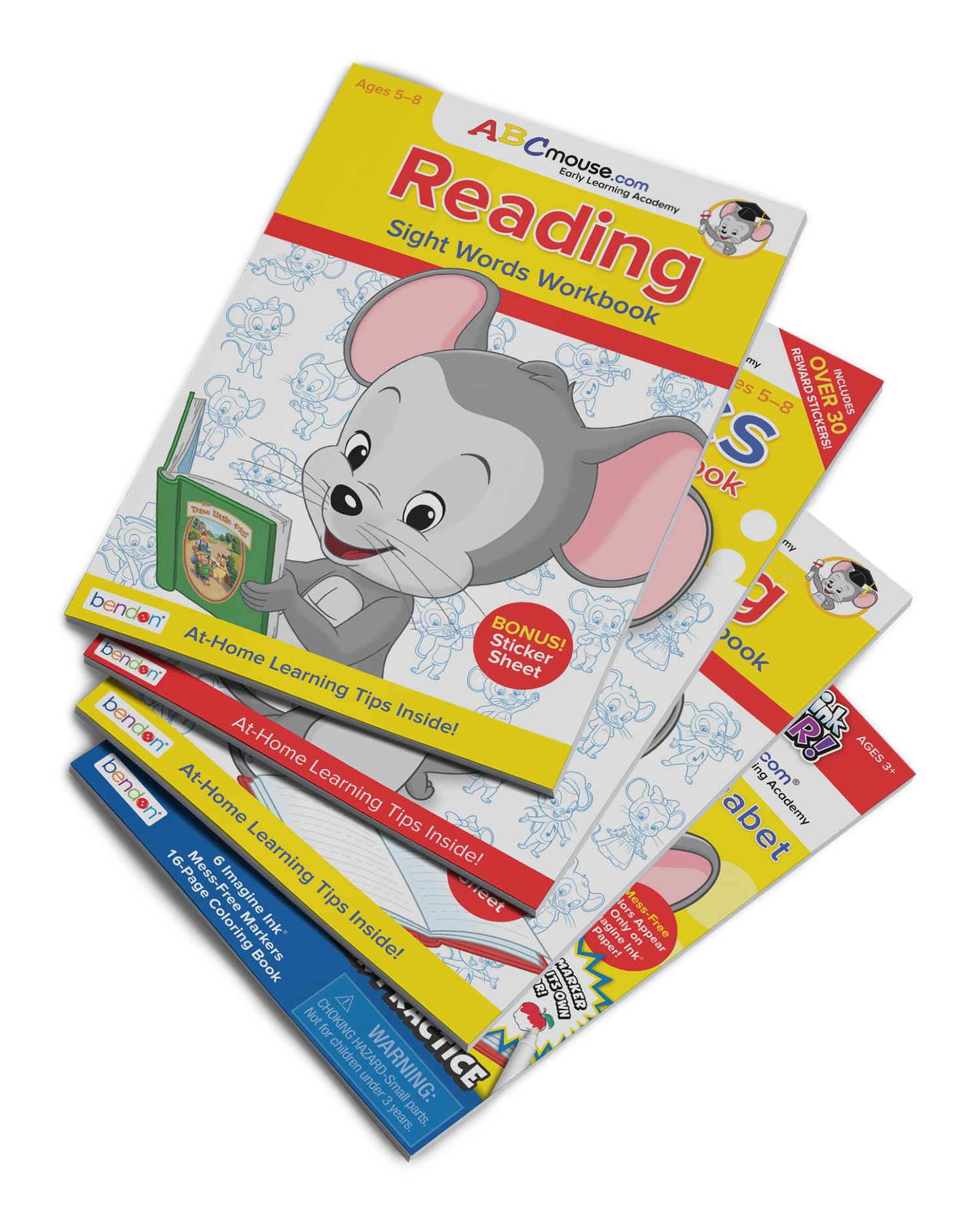 ABCmouse Reading Adventures Workbook Bundle, Ages 4-8, Reading Writing and Phonics Learning Set, Educational Activity Books, 4-Book Set