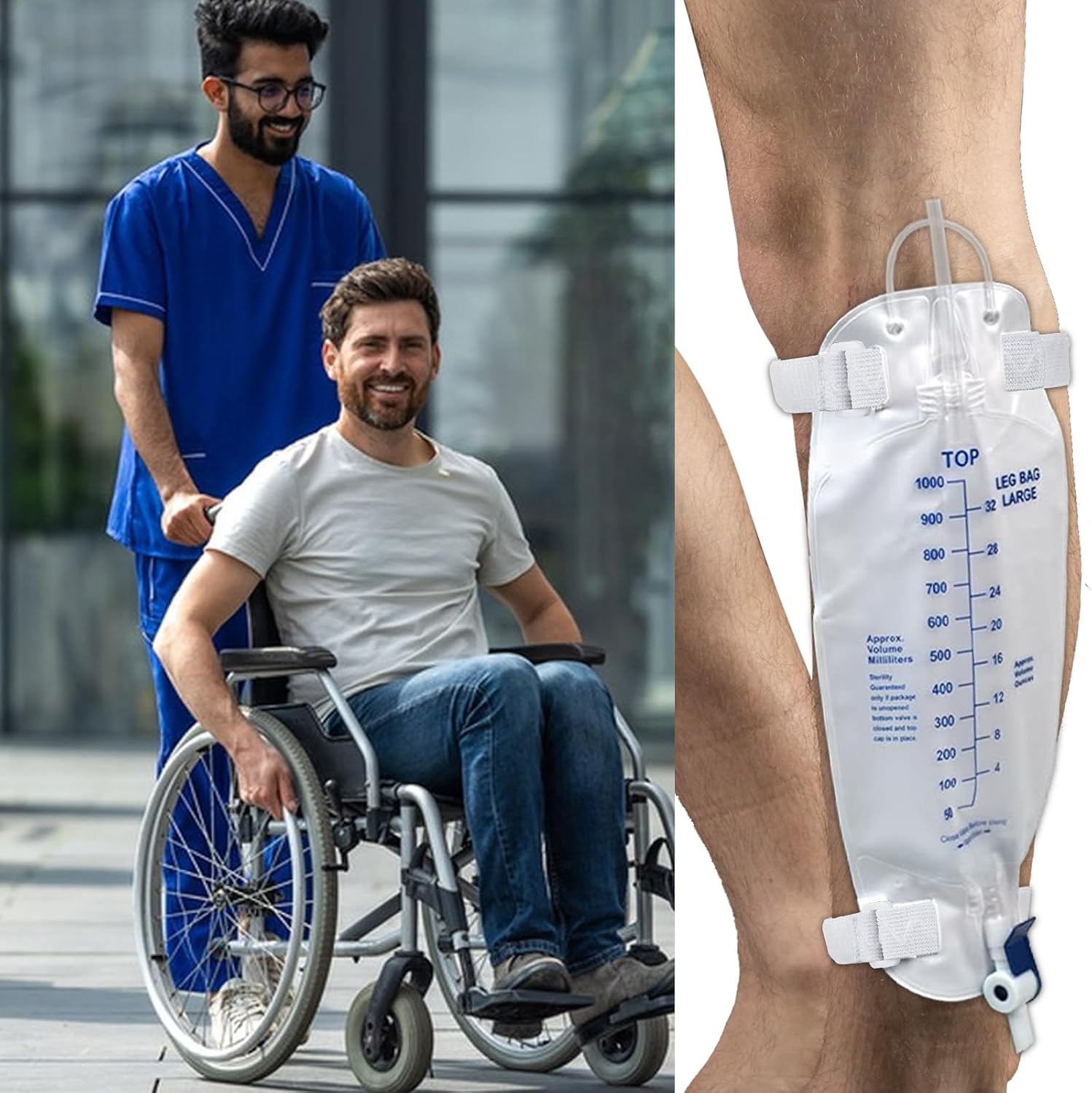 8 Pcs Catheter Leg Bag Straps Adjustable Anti-Slip with Catheter Stabilization Device Tube Holder Silicone Grip Urinary Legband Supplies Self Adhesive Reusable for Adult Men Women