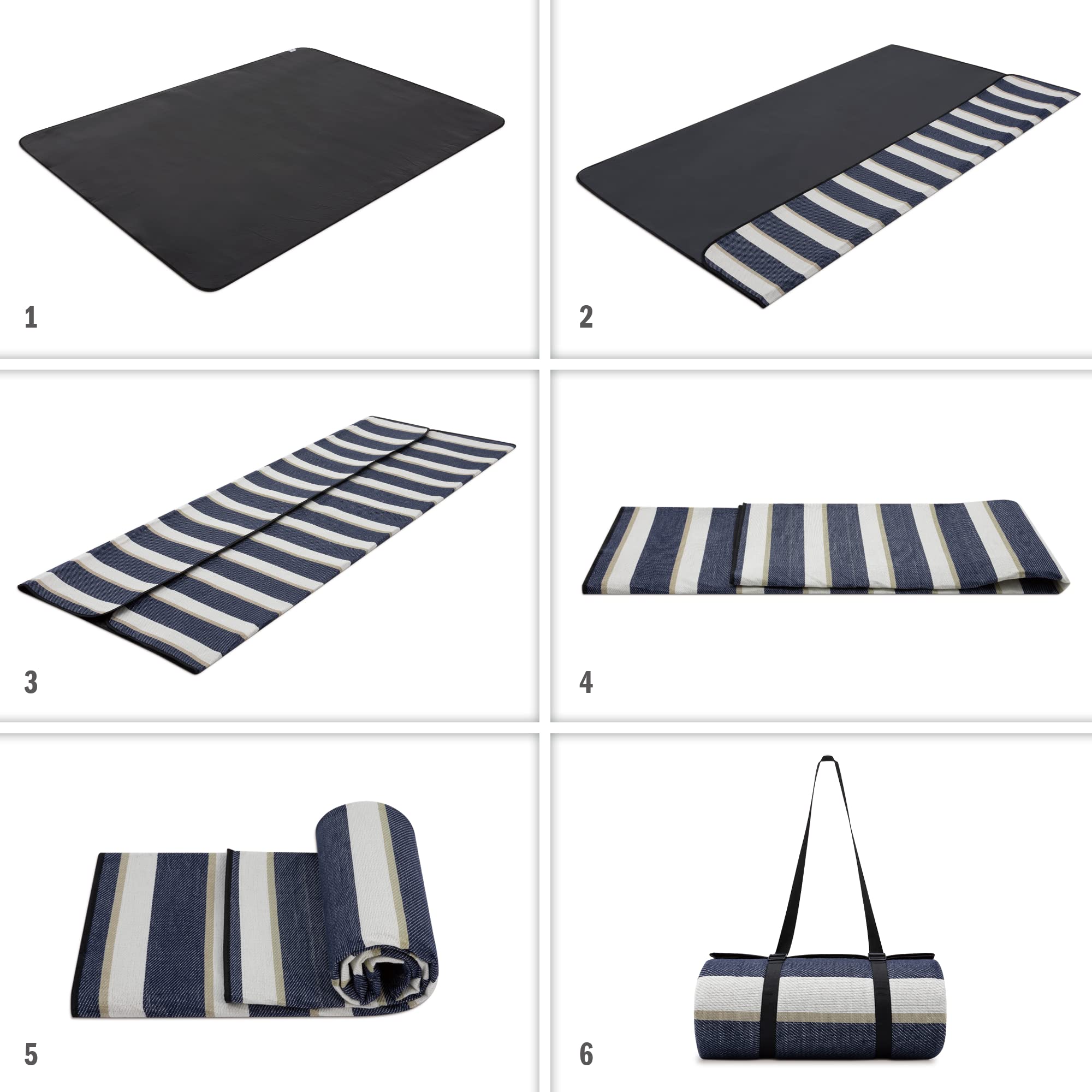 Paco Home Manta De Picnic Camping XXL Playa Impermeable con Asa Compacta Ligera Portable Aislante, Farbe_MuVa:, Tamaño:200x300cm