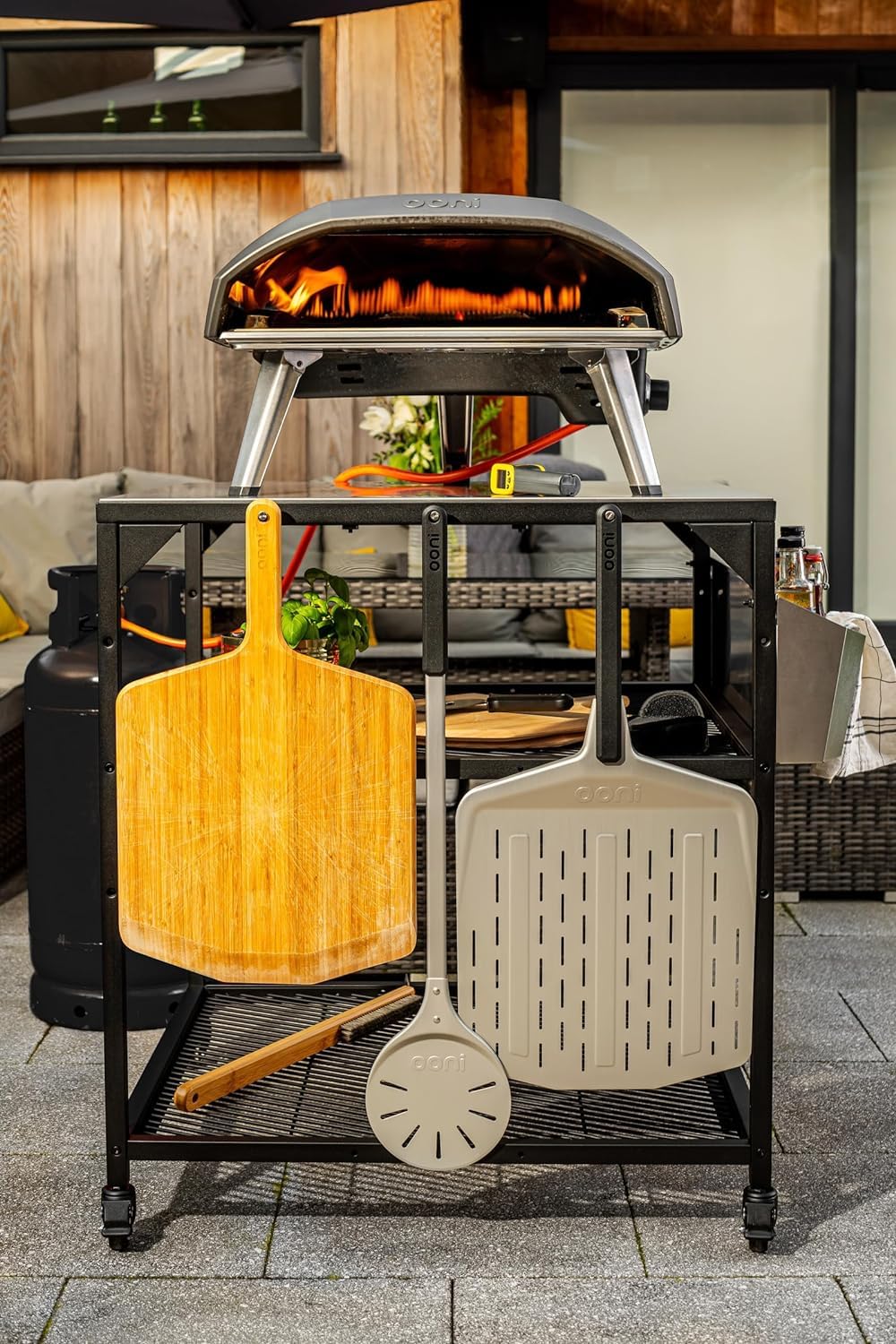 ooni Grande table modulaire d'extérieur – Chariot de four à pizza de 31 x 31 x 35 cm, en acier inoxydable pour grill et barbecue, table d'extérieur