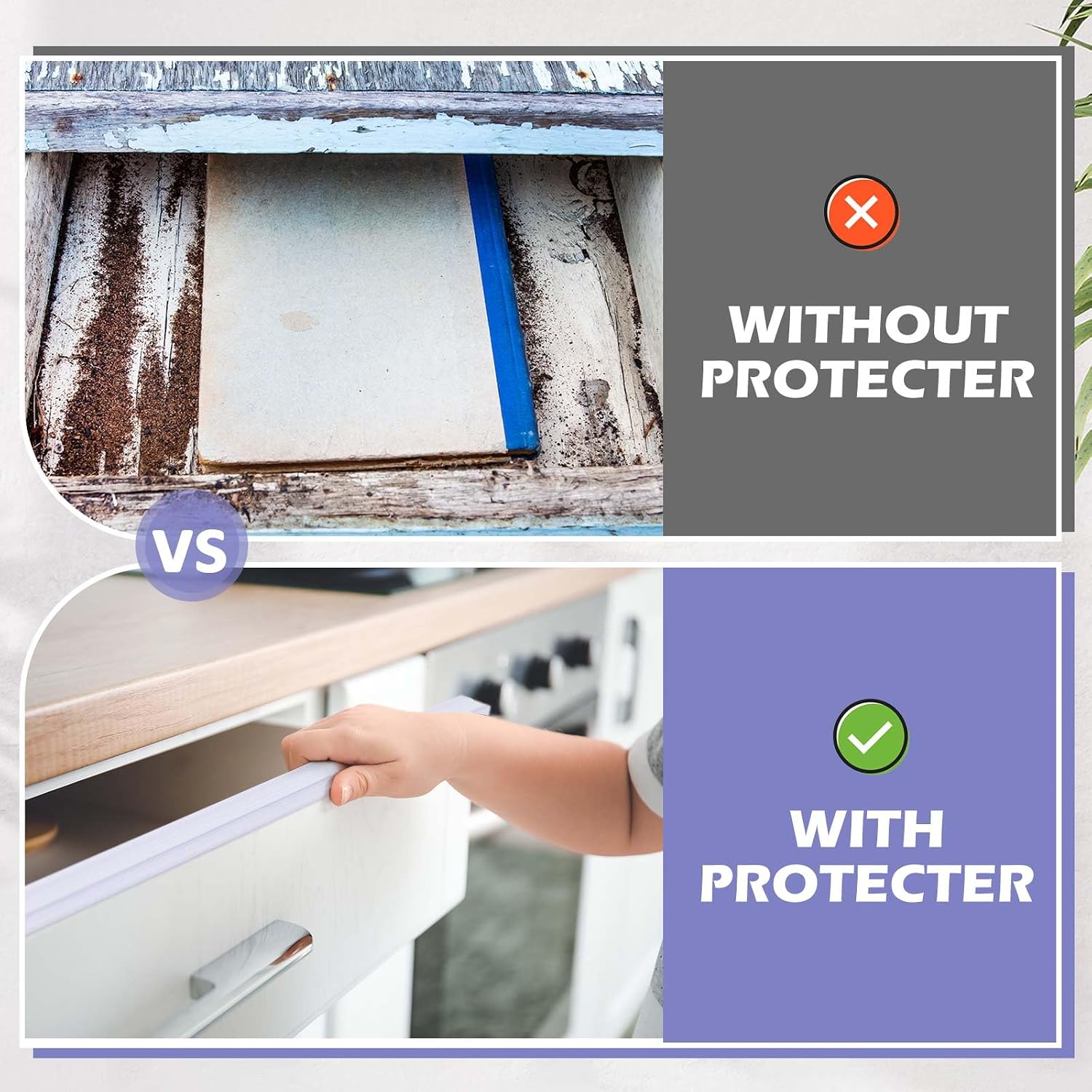 Pangda 24 Pcs Cabinet Protectors for Kitchen Cabinets Vinyl Plastic Slip on Cabinet Door Protector Edge Protector for Prevent Wear, Chipping, Discoloration, Suit for Thickness Less Than 3/4” (Clear)